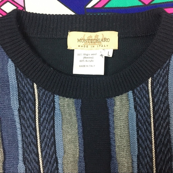 Italian Merino Wool Vertical Stripe Dad Sweater - Picture 5 of 5